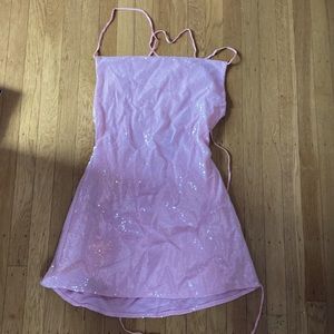 thats so fetch sparkly pink mini dress